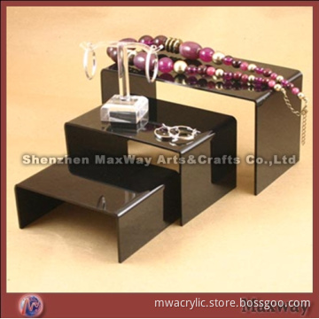 Black step-like acrylic/lucite jewelry/necklace/bracelet display/holder stand